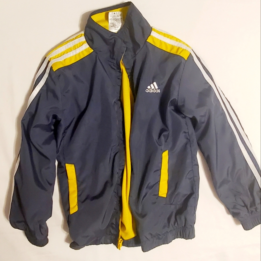 Adidas Youth Jacket - Gray, Yellow, White Stripes
